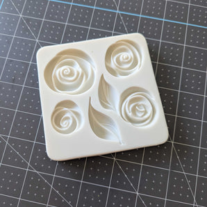 6-Cavity Rose and Leaf Silicone Mold