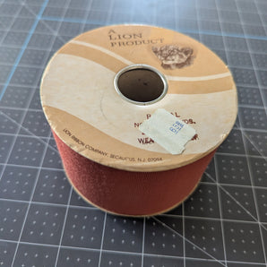 Vintage Full Unused Spool of Craft Ribbon - Lion Products - Red Clay