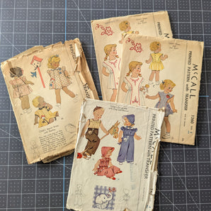 Bundle of 4 Collectible 1940s Children's Clothing Patterns
