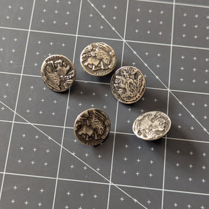Unique Metal Reproduction Coin Buttons - 3/4-in