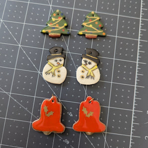 Set of 6 Handmade / Hand-Painted Ceramic Charms - Lot A