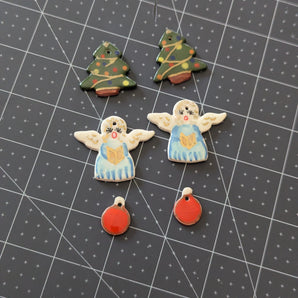 Set of 6 Handmade / Hand-Painted Ceramic Charms - Lot E