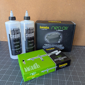 Airbrush Bundle: Compressor, Airbrush, & Two Bottles of Cleaner - Unopened / Unused Starter Set