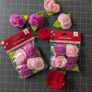 Felt Flowers - Pink, Red and Purple Felt Roses