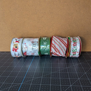 Christmas Wire-Edged Craft Ribbon Bundle - Lot A