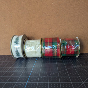 Christmas Wire-Edged Craft Ribbon Bundle - Lot E