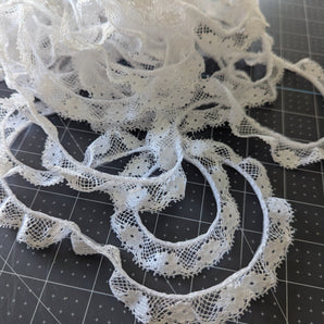 Vintage White Lace Ruffled Trim - 10.3yds
