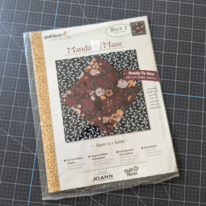 QuiltBlocks Collection - Mandarin Maze: Block 2 "Square in a Square" - Ready-to-Sew Pre-Cut Fabric Shape for Joann Fabrics