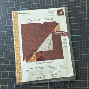 QuiltBlocks Collection - Mandarin Maze: Block 4 "Kings Crown Variation" - Ready-to-Sew Pre-Cut Fabric Shape for Joann Fabrics