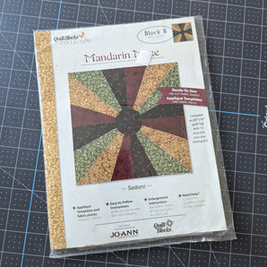 QuiltBlocks Collection - Mandarin Maze: Block 8 "Sunburst" - Ready-to-Sew Pre-Cut Fabric Shape for Joann Fabrics