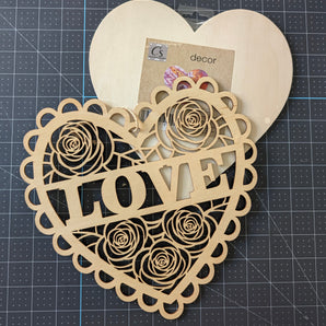 2pc Love Wooden Paintable Signs Set