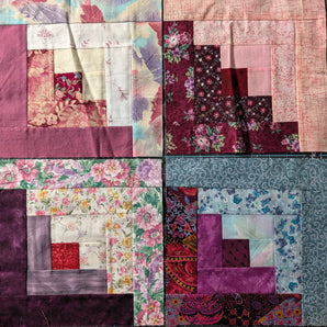 Set of Four Log Cabin Quilt Squares - Bundle 70G