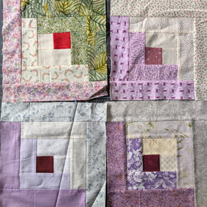 Set of Four Log Cabin Quilt Squares - Bundle 70H