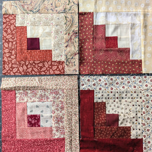 Set of Four Log Cabin Quilt Squares - Bundle 70J