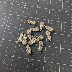 Set of Silver Metal Pineapple Charms