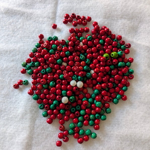 Glossy Red & Green Wooden Beads