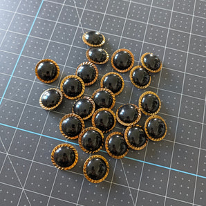 Gold Metalized Plastic Shank Buttons with Black Center - 1in