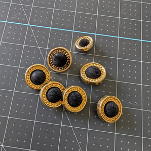 Gold Metalized Plastic Shank Buttons with Black Center - Two Sizes