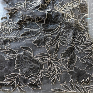 Odd Cut Embroidered Mesh - Approx 20 x 27in with Center Hole