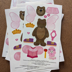 12 Sheet Set of Sticker-Dolls - Bear Stickers - Creative Birthday Party Favors